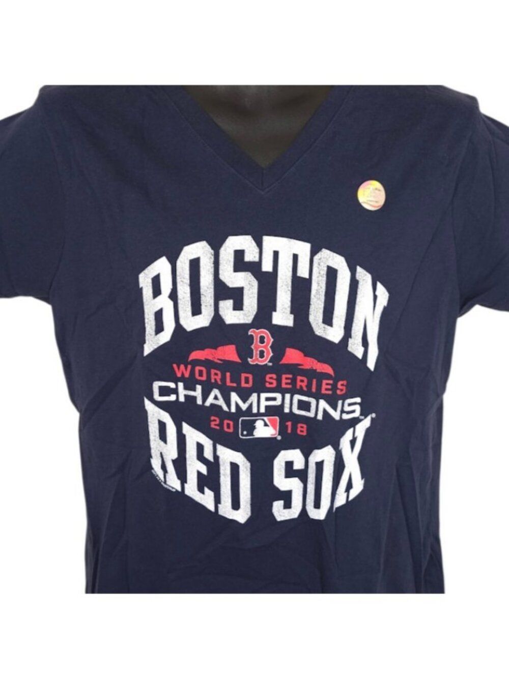 Boston Red Sox T Shirt Womens Size Large Blue 2018 World Series Champions MLB